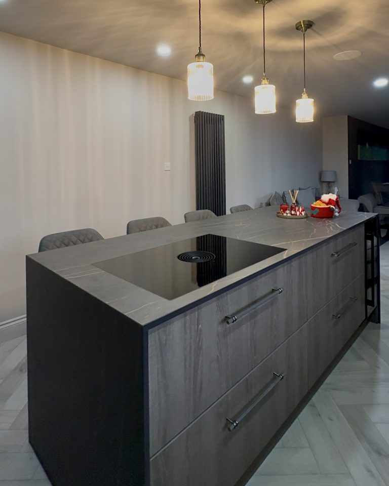 Grey kitchen island