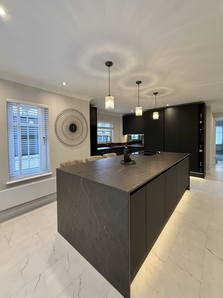 Dark marble kitchen island